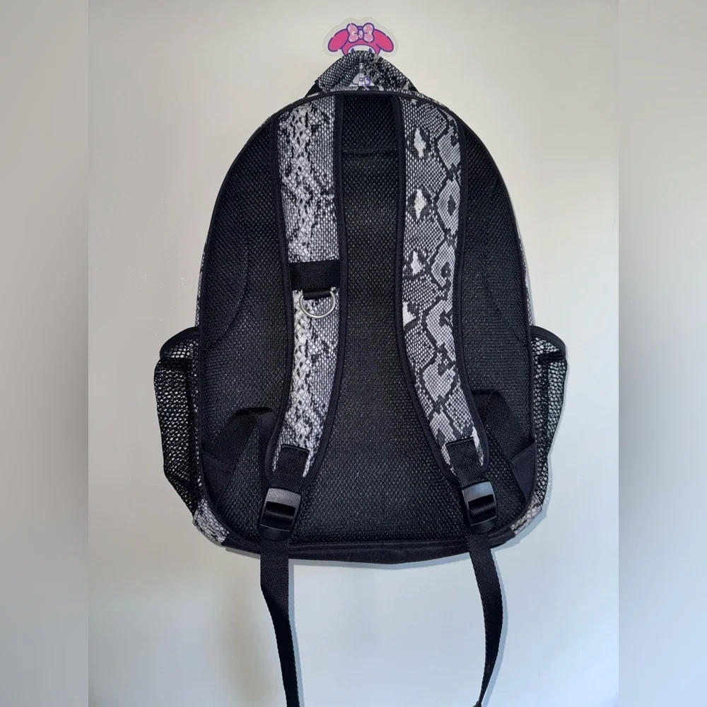 Pottery Barn Teen Black and White Snake Skin Print Multi Pocket Large Backpack